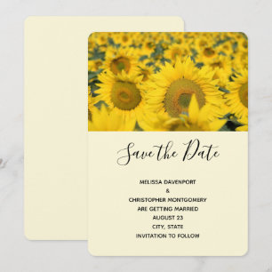 Save The Date Mariage du champ de tournesol jaune