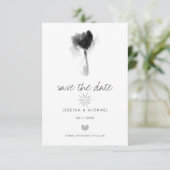 Save The Date Mariage du coeur de la Tulipe noire et blanche (Debout devant)