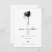 Save The Date Mariage du coeur de la Tulipe noire et blanche (Devant / Derrière)