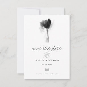 Save The Date Mariage du coeur de la Tulipe noire et blanche