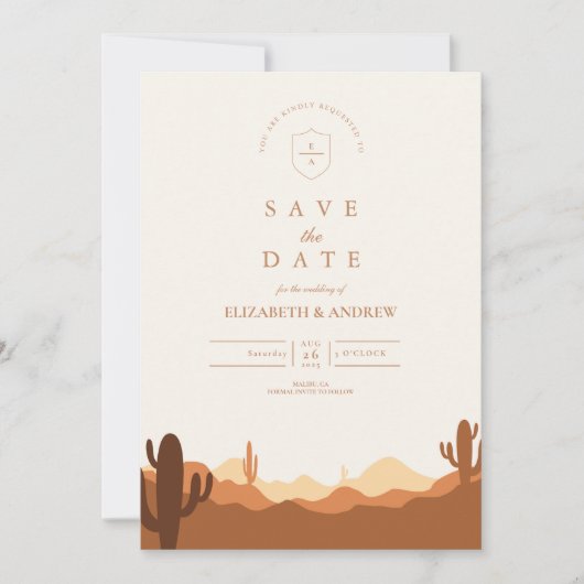 Save The Date Mariage du désert de Sunset Cactus (Devant)