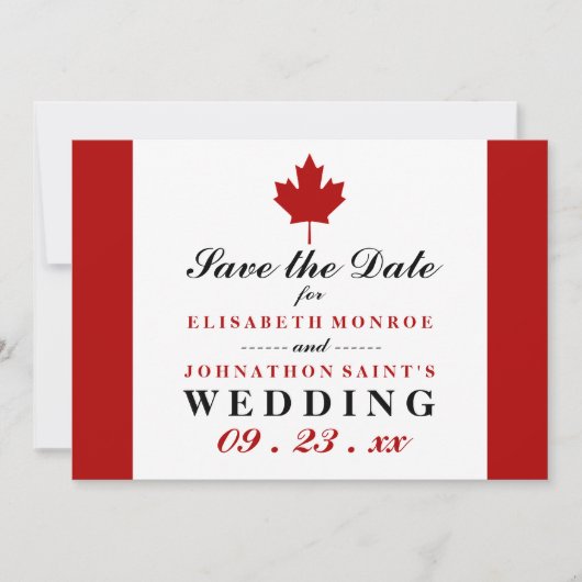 Save The Date Mariage du drapeau canadien (Devant)