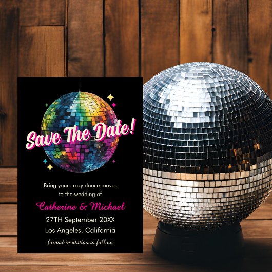Save The Date Mariage du Party Disco Ball Sparkle Glam des année