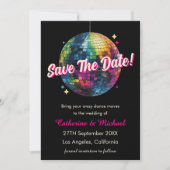 Save The Date Mariage du Party Disco Ball Sparkle Glam des année (Devant)