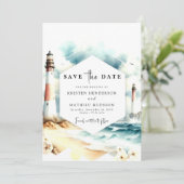 Save The Date Mariage du phare Chic Boho Waves (Debout devant)