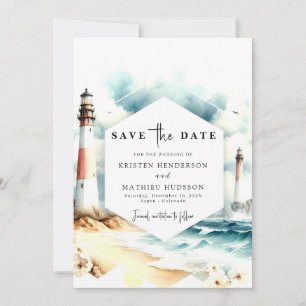 Save The Date Mariage du phare Chic Boho Waves