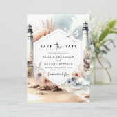 Save The Date Mariage du phare des vagues minimales (Debout devant)