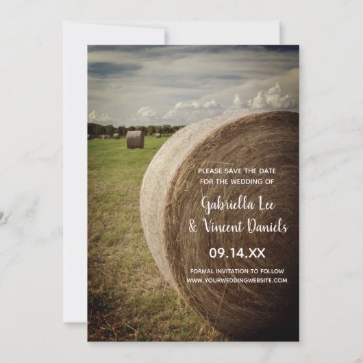 Save The Date Mariage du ranch rustique Hay Bales Enregistrer la (Devant)