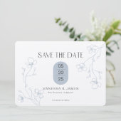 Save The Date Mariage d'un jardin floral bleu poussiéreux d'hive (Debout devant)
