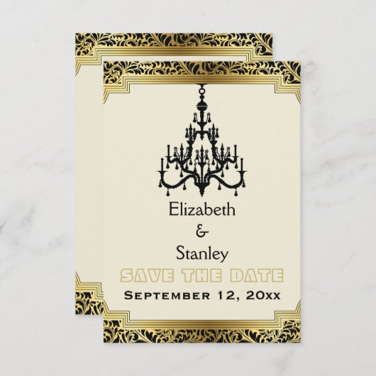 Save The Date Mariage d'un lustre Art déco Enregistrer la date (Devant / Derrière)