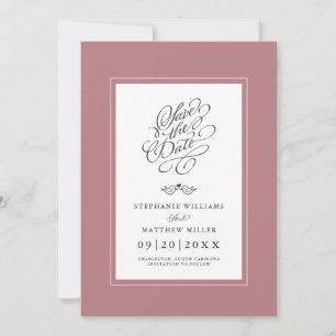 Save The Date Mariage Dusty Rose calligraphie Imprimable numériq