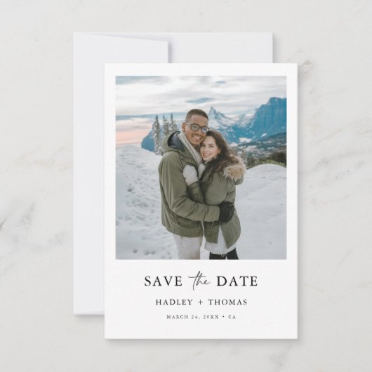 Save The Date Mariage Économique avec Photo de Campagne Élégante (Devant)