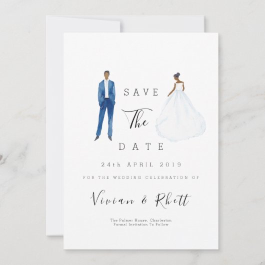 Save The Date Mariage Économisez la Date Fleur Violet Aquarelle (Dos)