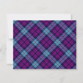 Save The Date Mariage écossais Tartan bleu violet (Dos)