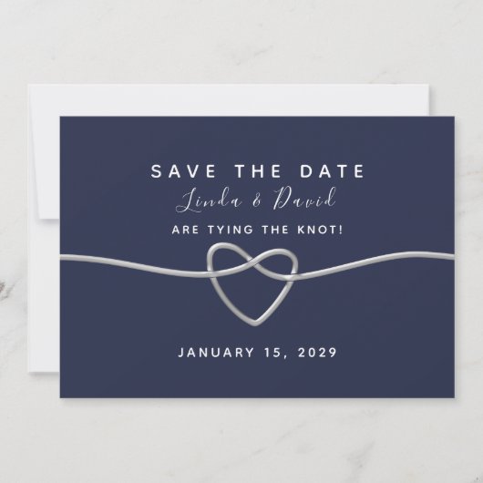 Save The Date Mariage écriture bleu marine (Devant)