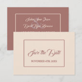 Save The Date Mariage Écriture Main Ivoire Pêche Foncé Moderne (Devant / Derrière)
