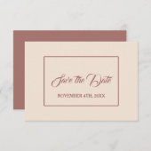 Save The Date Mariage Écriture Manuscrit Moderne Ivoire Abricot  (Devant / Derrière)