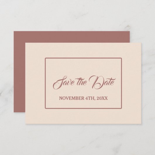 Save The Date Mariage Écriture Manuscrit Moderne Ivoire Abricot  (Devant / Derrière)