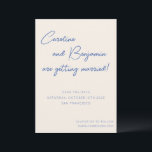 Save The Date Mariage écriture manuscrite couleur bleu écrin<br><div class="desc">Colorful Blue Ecru Script écriture manuscrite Mariage Enregistrer la date</div>