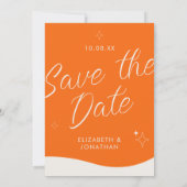 Save The Date Mariage écriture manuscrite moderne gras Orange Ré (Dos)