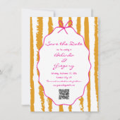 Save The Date Mariage écriture manuscrite rayures capricieuses (Devant)