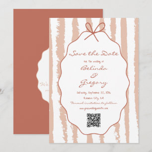 Save The Date Mariage écriture manuscrite rayures fantaisistes