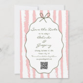 Save The Date Mariage écriture manuscrite rayures fantaisistes (Devant)