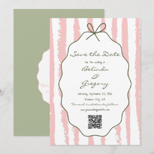 Save The Date Mariage écriture manuscrite rayures fantaisistes 