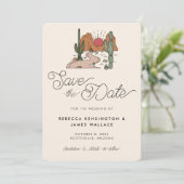 Save The Date Mariage écriture moderne Cactus Désert Boho (Debout devant)