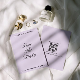 Save The Date Mariage éditorial de luxe minimaliste lilas argent