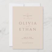 Save The Date Mariage éditorial moderne beige champagne (Devant)