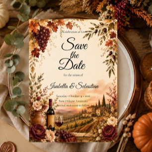 Save The Date Mariage Élégance de Vendange Rustique d'Automne