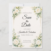 Save The Date Mariage Élégance Rose d'Ivoire Intemporelle (Devant)
