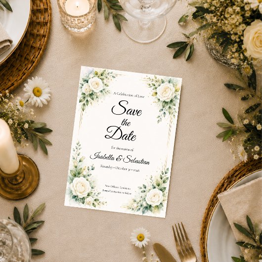 Save The Date Mariage Élégance Rose d'Ivoire Intemporelle