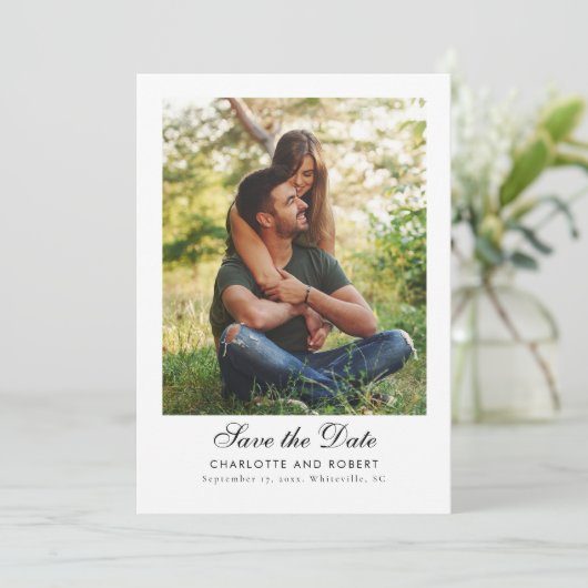 Save The Date Mariage élégant 2 Photos QR Code (Debout devant)