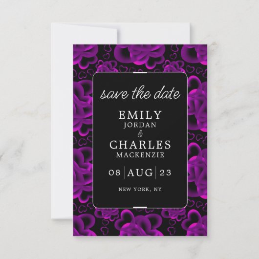 Save The Date Mariage Élégant à Cœurs Abondants (Devant)