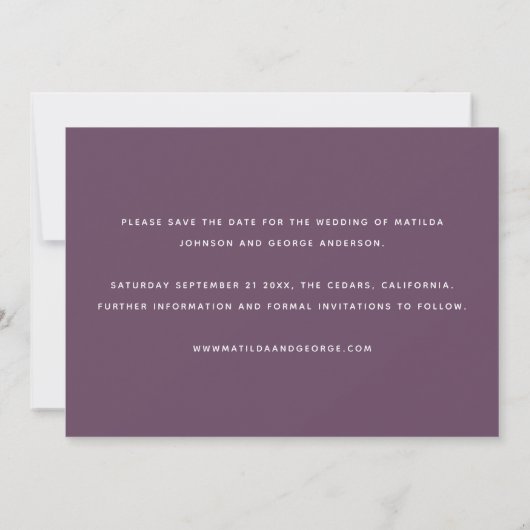 Save The Date Mariage élégant à écriture moderne (Dos)