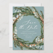 Save The Date Mariage élégant à écriture moderne eucalyptus (Devant)