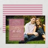 Save The Date Mariage élégant à l'écriture classique blanche et  (Devant / Derrière)