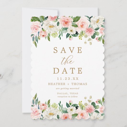 Save The Date Mariage Élégant Aquarelle Florale Rose Gold (Devant)