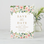 Save The Date Mariage Élégant Aquarelle Florale Rose Gold (Debout devant)