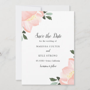 Save The Date Mariage élégant aquarelle rose florale