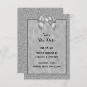 Save The Date Mariage Élégant Argent et Paillettes de Style (Devant / Derrière)