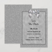 Save The Date Mariage élégant argent et paillettes stylées (Devant / Derrière)