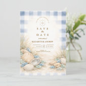 Save The Date Mariage Élégant au Bord de la Mer Coquillage (Debout devant)