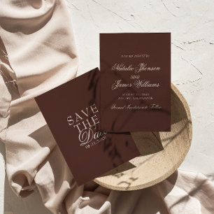 Save The Date Mariage élégant au chocolat marron