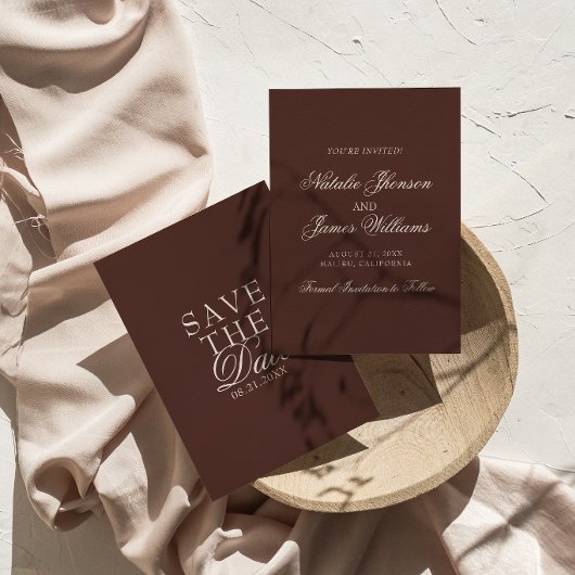 Save The Date Mariage élégant au chocolat marron