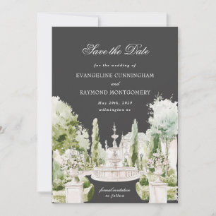 Save The Date Mariage Élégant au Jardin du Manoir à l'Aquarelle