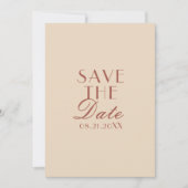Save The Date Mariage élégant auburn beige à l'ancienne (Devant)