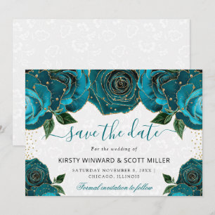 Save The Date Mariage Élégant aux Accents de Rose Turquoise et O